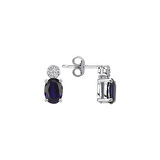 0.08 Karat Safir Taşlı Pırlanta Küpe
