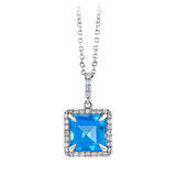 0.13 Karat Mavi Topaz Taşlı Pırlanta Kolye