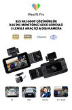 Wearfitpro S15 4K 1080P Monitörlü Gece Görüşlü 3 Kanal  Araç  İç Dış Kamera