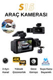 Wearfitpro S15 4K 1080P Monitörlü Gece Görüşlü 3 Kanal  Araç  İç Dış Kamera