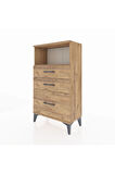 Arges Komodin Tek Raflı 3 Çekmeceli 60x30x106 Çam-Çam