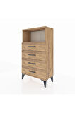 Arges Komodin Tek Raflı 4 Çekmeceli 60x30x106 Çam-Çam