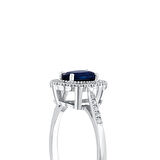 0.12 Karat Pırlanta Safir Taşlı Yüzük