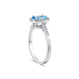 0.14 Karat Mavi Topaz Taşlı Pırlanta Yüzük