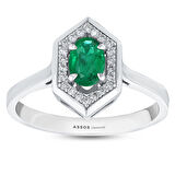 0.11 Karat Zümrüt Taşlı Pırlanta Yüzük