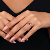 Yakut Taşlı Pırlanta Yüzük