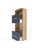 Arges Dolap 2 Raflı 2 Çekmeceli 44x30x134 Çam-Antrasit