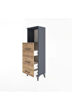 Arges Dolap Tek Raflı 3 Çekmeceli 44x30x134 Antrasit-Çam
