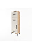 Arges Dolap Tek Raflı 3 Çekmeceli Tek Kapaklı 44x30x134 Çam-Aytaşı