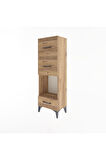 Arges Dolap Tek Raflı 3 Çekmeceli 44x30x134 Çam-Çam