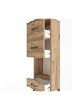 Arges Dolap Tek Raflı 3 Çekmeceli 44x30x134 Çam-Çam