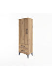 Arges Dolap 3 Raflı 2 Çekmeceli Tek Kapaklı 44x30x134 Çam-Çam