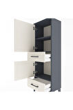 Arges Dolap 3 Raflı 2 Çekmeceli 2 Kapaklı 44x30x134 Antrasit-Aytaşı