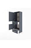 Arges Dolap 3 Raflı 2 Çekmeceli 2 Kapaklı 44x30x134 Antrasit-Antrasit