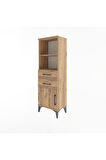 Arges Dolap 2 Raflı 2 Çekmeceli Tek Kapaklı 44x30x134 Çam-Çam