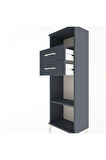 Arges Dolap 2 Raflı 2 Çekmeceli 44x30x134 Antrasit-Antrasit