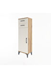 Arges Dolap 2 Raflı 2 Çekmeceli Tek Kapaklı 44x30x134 Çam-Aytaşı