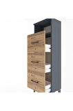Arges Dolap Tek Raflı 3 Çekmeceli 44x30x134 Antrasit-Çam