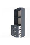 Arges Dolap 2 Raflı 3 Çekmeceli 44x30x134 Antrasit-Antrasit
