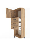 Arges Dolap Tek Raflı 3 Çekmeceli Tek Kapaklı 44x30x134 Çam-Çam