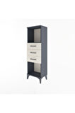 Arges Dolap Tek Raflı 3 Çekmeceli 44x30x134 Antrasit-Aytaşı