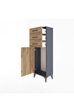 Arges Dolap 3 Çekmeceli Tek Kapaklı 44x30x134 Antrasit-Çam