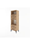 Arges Dolap 2 Raflı 4 Çekmeceli 44x30x134 Çam-Çam
