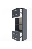 Arges Dolap 2 Raflı 4 Çekmeceli 44x30x134 Antrasit-Antrasit