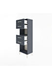 Arges Dolap Tek Raflı 4 Çekmeceli 44x30x134 Antrasit-Antrasit