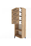 Arges Dolap Tek Raflı 4 Çekmeceli 44x30x134 Çam-Çam