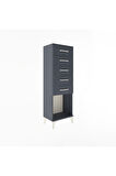 Arges Dolap 5 Çekmeceli 44x30x134 Antrasit-Antrasit