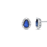 0.18 Karat Safir Taşlı Pırlanta Küpe