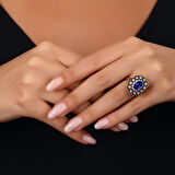 0.17 Karat Safir Taşlı Elmas Yüzük