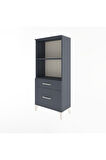 Arges Dolap 2 Raflı 2 Çekmeceli 60x30x134 Antrasit-Antrasit