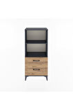 Arges Dolap 2 Raflı 2 Çekmeceli 60x30x134 Antrasit-Çam