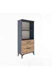 Arges Dolap 2 Raflı 2 Çekmeceli 60x30x134 Antrasit-Çam