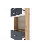 Arges Dolap 2 Raflı 3 Çekmeceli 60x30x134 Çam-Antrasit
