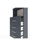 Arges Dolap Tek Raflı 4 Çekmeceli 60x30x134 Antrasit-Antrasit
