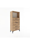 Arges Dolap Tek Raflı 4 Çekmeceli 60x30x134 Çam-Çam