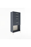 Arges Dolap 4 Çekmeceli 60x30x134 Antrasit-Antrasit