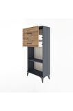 Arges Dolap Tek Raflı 2 Çekmeceli 60x30x134 Antrasit-Çam