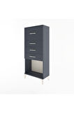 Arges Dolap 4 Çekmeceli 60x30x134 Antrasit-Antrasit