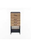 Arges Dolap 4 Çekmeceli 60x30x134 Antrasit-Çam