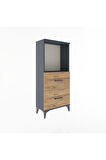 Arges Dolap Tek Raflı 2 Çekmeceli 60x30x134 Antrasit-Çam