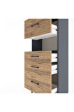 Arges Dolap Tek Raflı 4 Çekmeceli 60x30x134 Antrasit-Çam