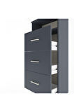 Arges Dolap Tek Raflı 3 Çekmeceli 60x30x134 Antrasit-Antrasit
