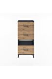 Arges Dolap Tek Raflı 3 Çekmeceli 60x30x134 Antrasit-Çam