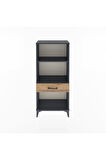 Arges Dolap 2 Raflı Tek Çekmeceli 60x30x134 Antrasit-Çam