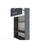 Arges Dolap 2 Raflı 2 Çekmeceli 60x30x134 Antrasit-Antrasit