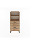 Arges Dolap 2 Raflı 4 Çekmeceli 60x30x134 Çam-Çam